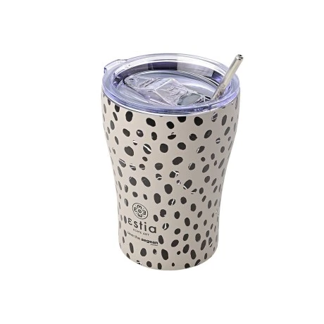 INSULATED COFFEE MUG SAVE THE AEGEAN 350ml LEOPARD TAUPE