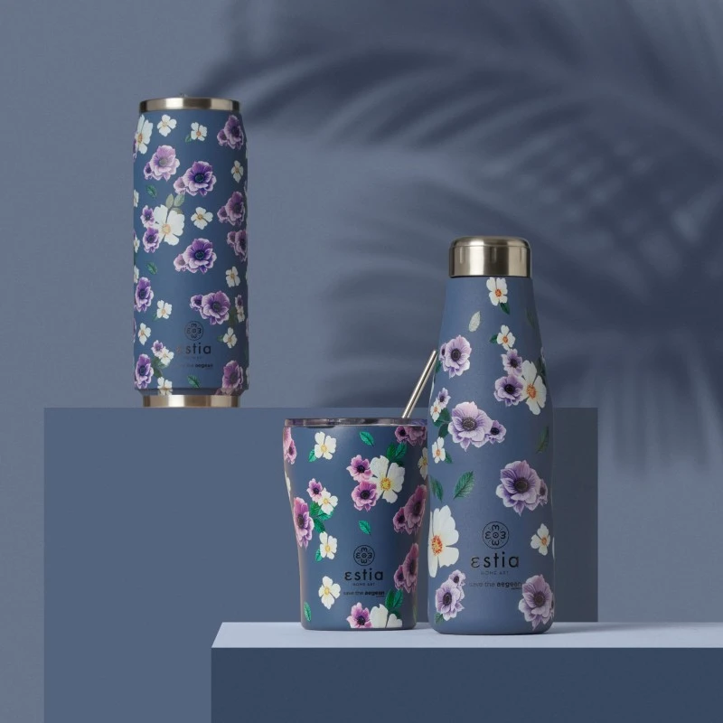 INSULATED COFFEE MUG SAVE THE AEGEAN 350ml GARDEN BLUE