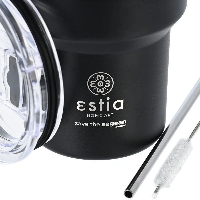 INSULATED MUG LITE SAVE THE AEGEAN 400ml MIDNIGHT BLACK