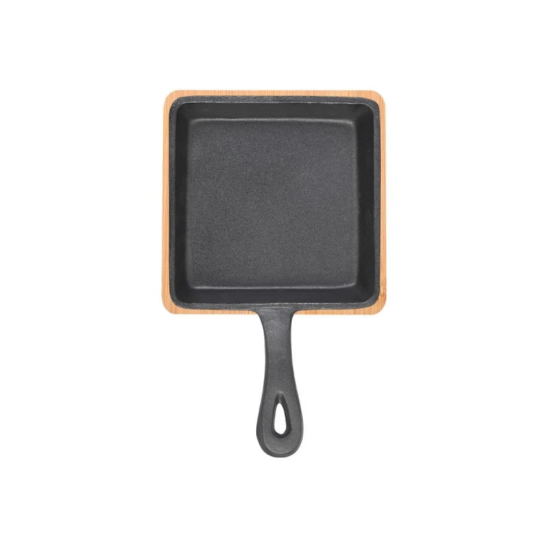 SERVING PAN IRON CAST IRON 14cm WITH BAMBOO BASE