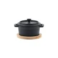 POT IRON CAST IRON  10cm WITH BAMBOO BASE