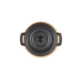 POT IRON CAST IRON  10cm WITH BAMBOO BASE