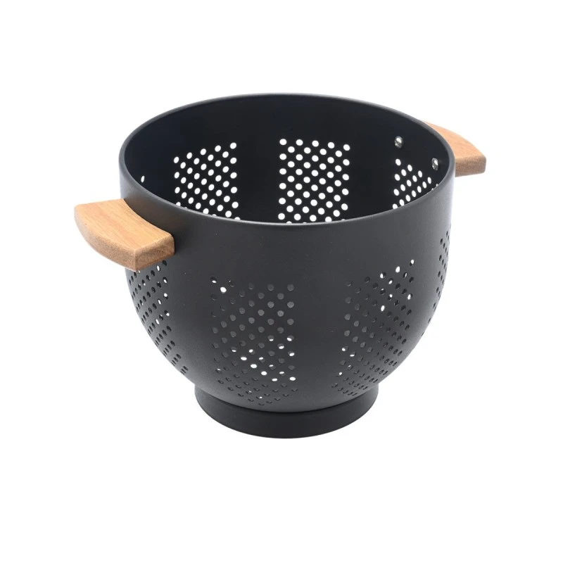 PASTA STRAINER ALLURE METALLIC 22cm WITH WOODEN HANDLES BLACK
