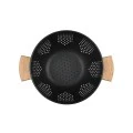PASTA STRAINER ALLURE METALLIC 22cm WITH WOODEN HANDLES BLACK