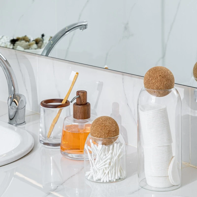 STORAGE CONTAINER GLASS 450ml WITH CORK LID