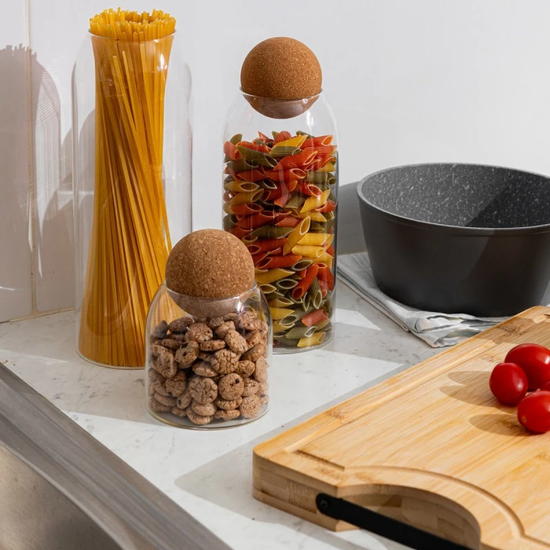 STORAGE CONTAINER GLASS 1300ml WITH CORK LID