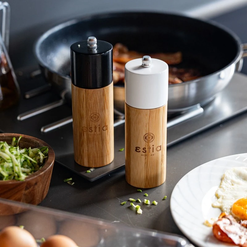 SALT/PEPPER MILL BAMBOO ESSENTIALS 5x16cm WHITE