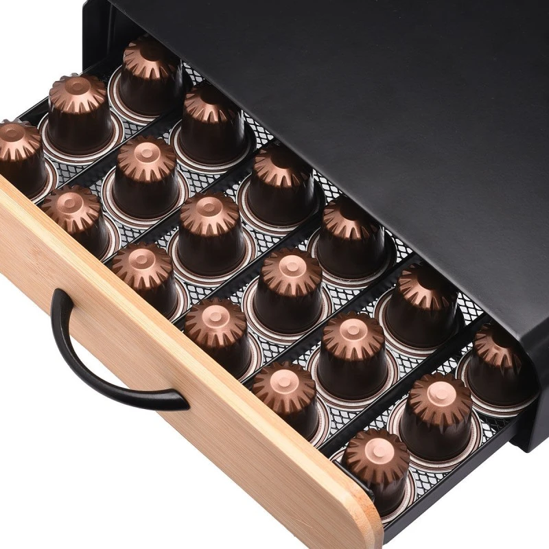 COFFEE CAPSULE DRAWER CASE ΒΑΜΒΟΟ ESSENTIALS METALLIC 60 PLACE BLACK