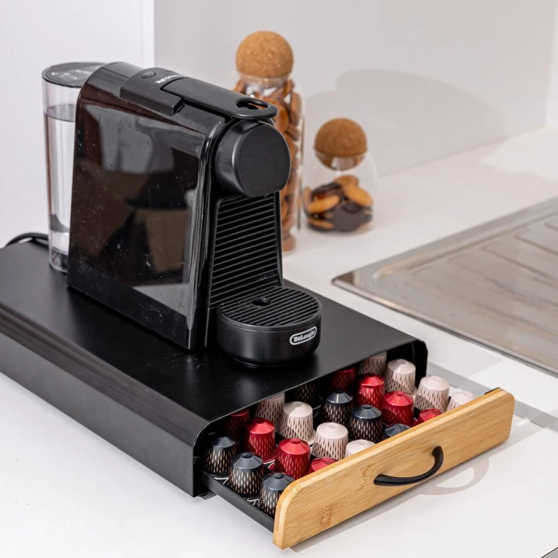 COFFEE CAPSULE DRAWER CASE ΒΑΜΒΟΟ ESSENTIALS METALLIC 60 PLACE BLACK