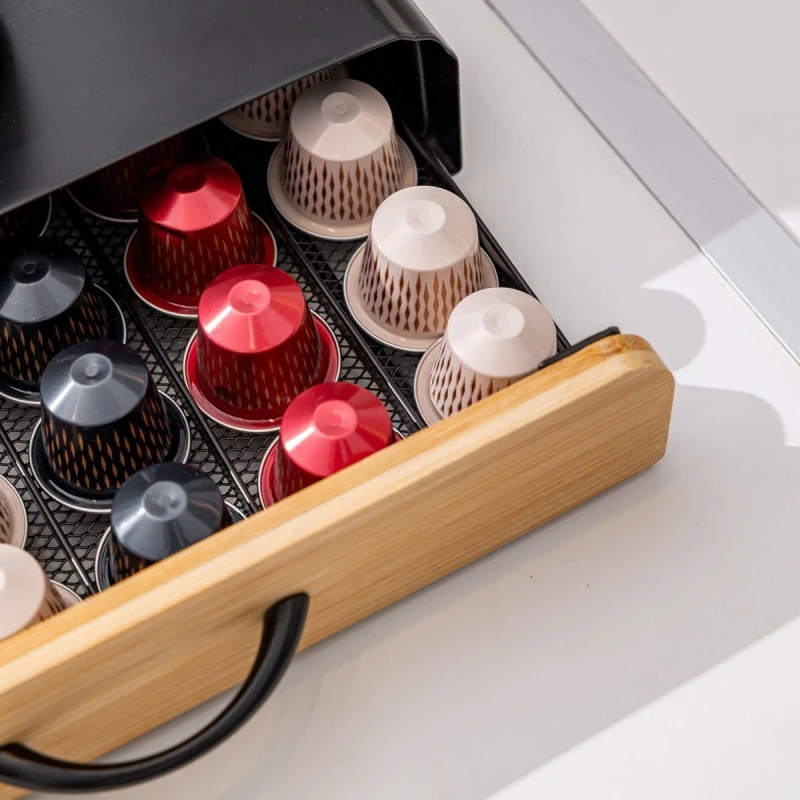 COFFEE CAPSULE DRAWER CASE ΒΑΜΒΟΟ ESSENTIALS METALLIC 60 PLACE BLACK