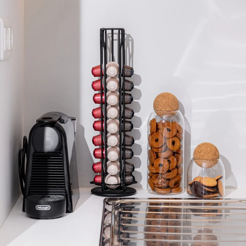 COFFEE CAPSULE HOLDER METAL BLACK METALLIC 40 PLACES BLACK