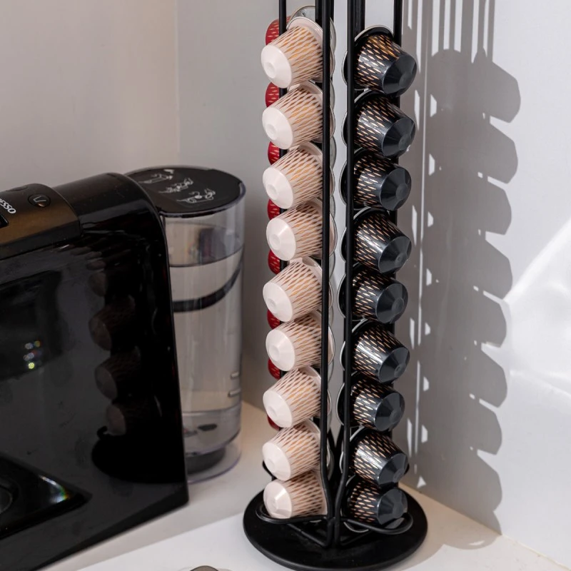 COFFEE CAPSULE HOLDER METAL BLACK METALLIC 40 PLACES BLACK