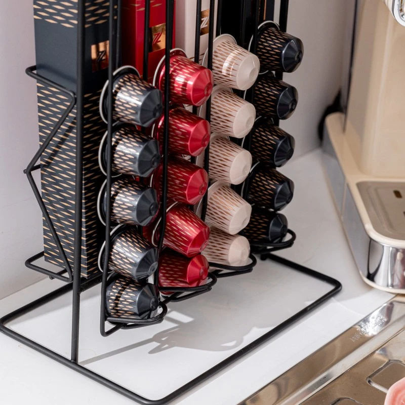 COFFEE CAPSULES &amp; PACKAGING HOLDER METAL BLACK METALLIC DOUBLE SIDED BLACK