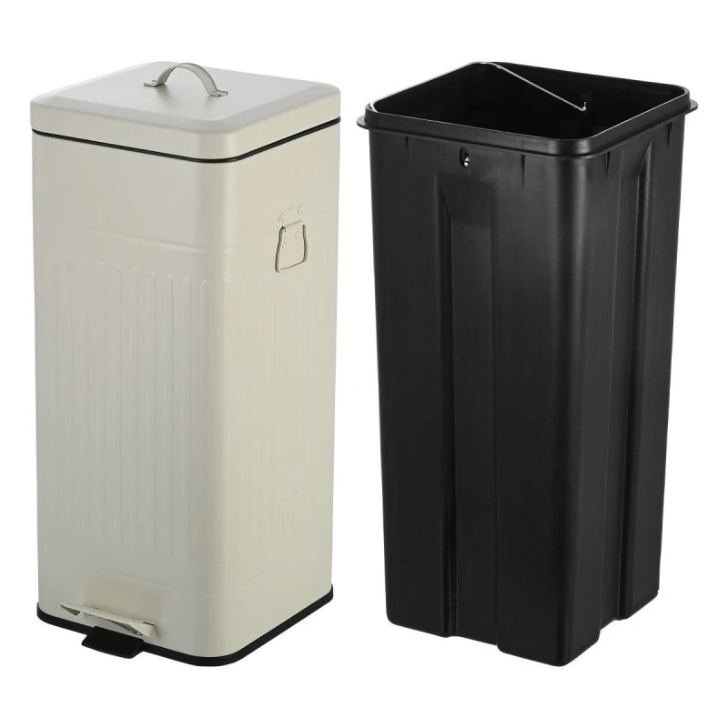 KITCHEN TRASH CAN ANTIGUA SOFT CLOSE  30lt MAT IVORY
