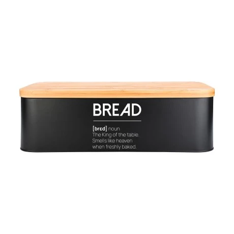 BREAD BOX BAMBOO ESSENTIALS METALLIC 42X23X13CM BLACK