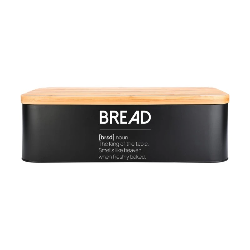 BREAD BOX BAMBOO ESSENTIALS METALLIC 42X23X13CM BLACK