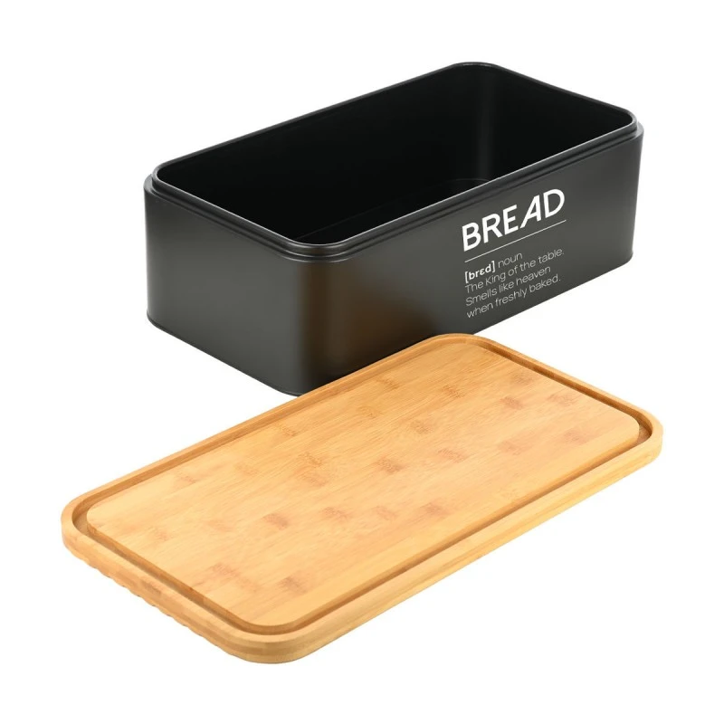 BREAD BOX BAMBOO ESSENTIALS METALLIC 42X23X13CM BLACK