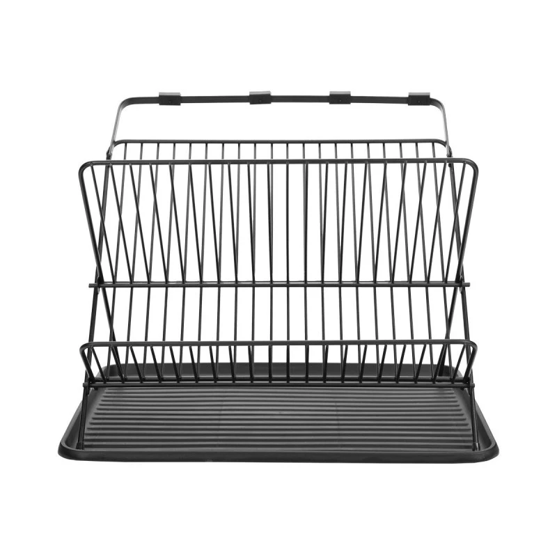 DISH RACK FOLDABLE METALLIC BLACK 2 -TIER