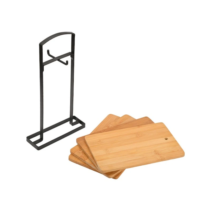CUTTING BOARD SET BAMBOO ESSENTIALS 5 PCS WITH METAL BASE