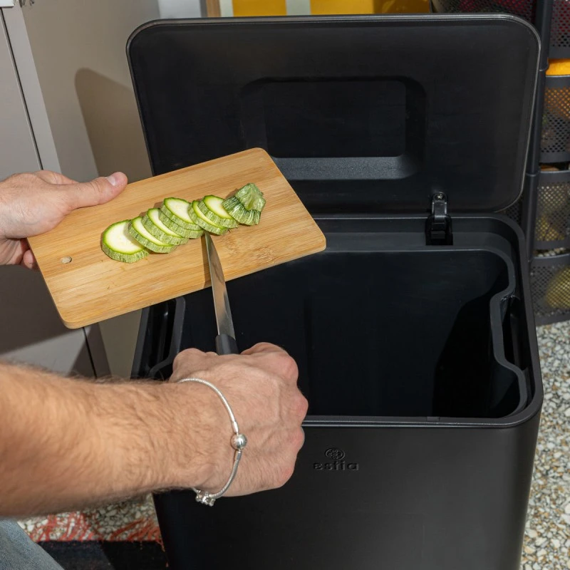 KITHCEN TRASH CAN CUBIC SOFT CLOSE 30LT BLACK