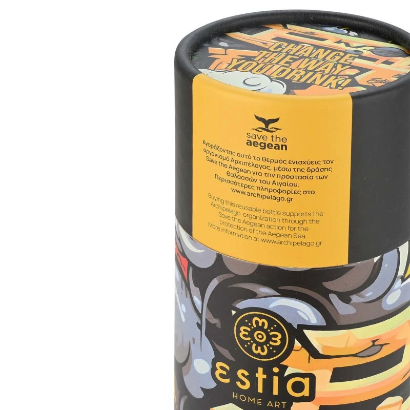 ESTIA ΘΕΡΜΟΣ TRAVEL FLASK SAVE THE AEGEAN 500ml GRAFFITI RHYTHM