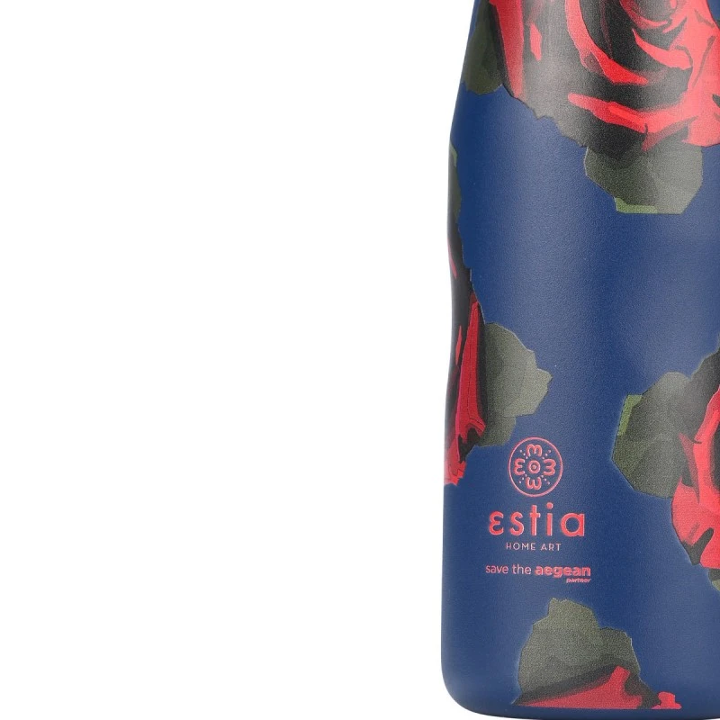 INSULATED BOTTLE TRAVEL FLASK SAVE THE AEGEAN 500ml ELECTRIC ROSES