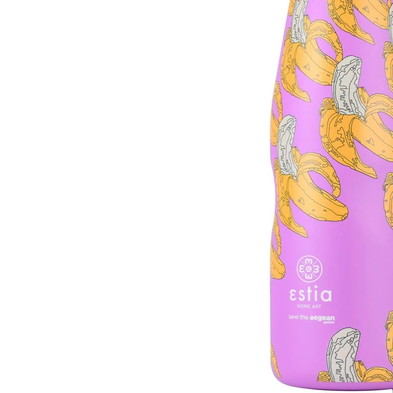 INSULATED BOTTLE TRAVEL FLASK SAVE THE AEGEAN 500ml BANANA SWIRL
