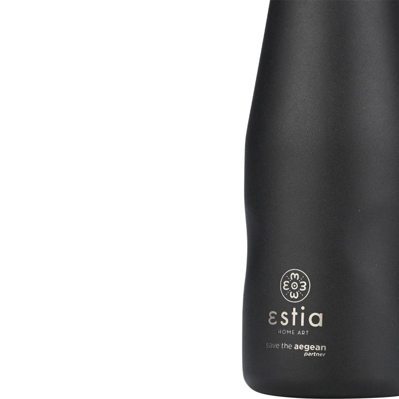 INSULATED BOTTLE TRAVEL FLASK SAVE THE AEGEAN 350ml MIDNIGHT BLACK