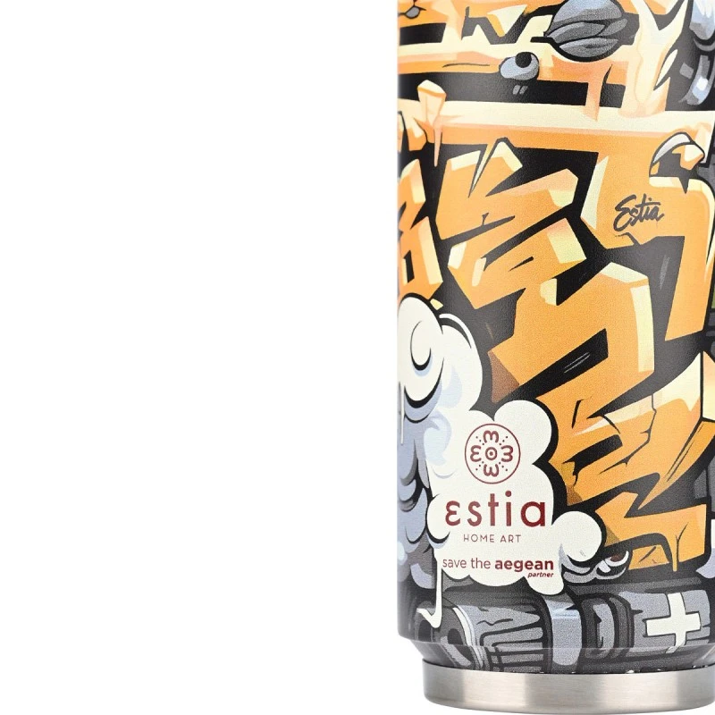 INSULATED BOTTLE TRAVEL CUP SAVE THE AEGEAN 500ml GRAFITTI RHYTHM