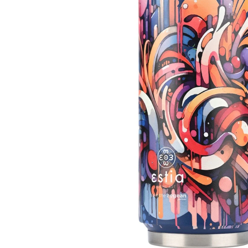 INSULATED BOTTLE TRAVEL CUP SAVE THE AEGEAN 500ml VIBRANT VORTEX