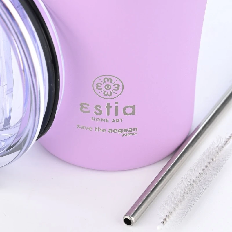 INSULATED COFFEE MUG SAVE THE AEGEAN 500ml LAVENDER PURPLE