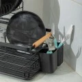 DISH RACK 2-TIER METALLIC BLACK WITH BAMBOO HANDLES