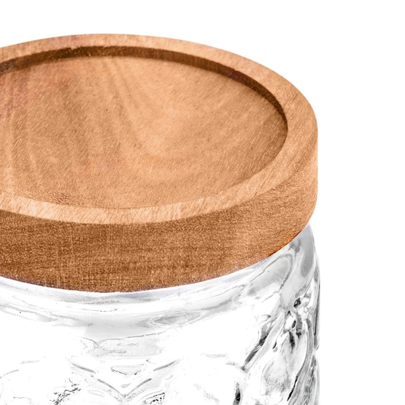 STORAGE CONTAINER ALLURE GLASS 500ml 11X10cm EMBOSSED
