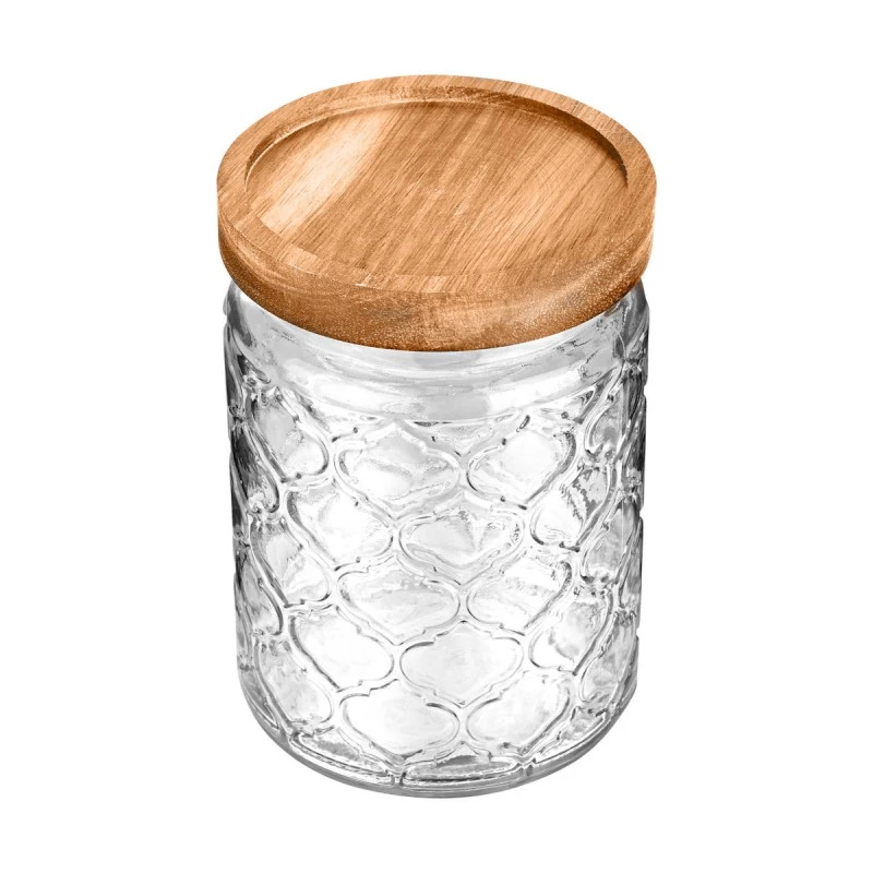 STORAGE CONTAINER ALLURE GLASS 700ml 14X10cm EMBOSSED