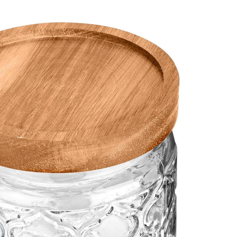 STORAGE CONTAINER ALLURE GLASS 700ml 14X10cm EMBOSSED