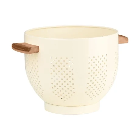PASTA STRAINER ALLURE ALLUMINUM 22cm WITH WOODEN HANDLES IVORY