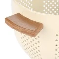 PASTA STRAINER ALLURE METALLIC 22cm WITH WOODEN HANDLES IVORY