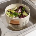 PASTA STRAINER ALLURE METALLIC 22cm WITH WOODEN HANDLES IVORY