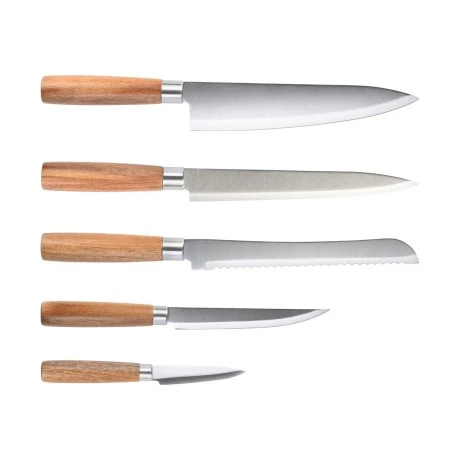 KNIFES ALLURE STAINLESS STEEL IN ACACIA BASE SET 6 PCS