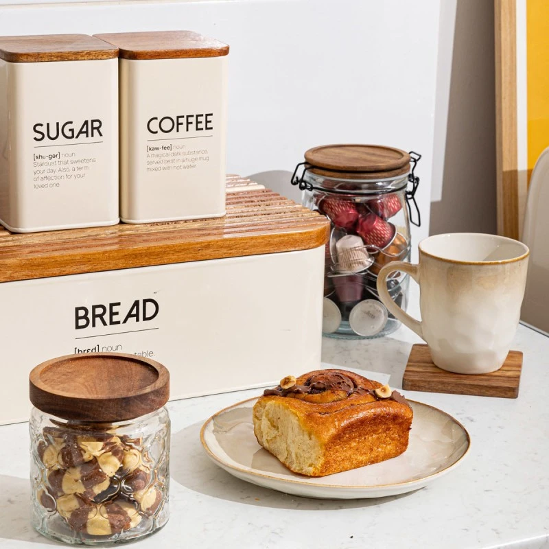 BREAD BOX ALLURE METALLIC 42X23X13cm IVORY