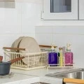 DISH RACK ALLURE METALLIC WITH WOODEN HANDLES IVORY