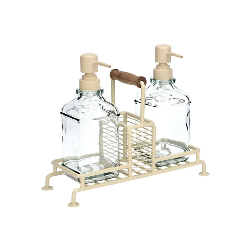 DISHWASHER CONTAINERS ALLURE 2x300ml WITH METAL BASE &amp; SPONGE CASE IVORY