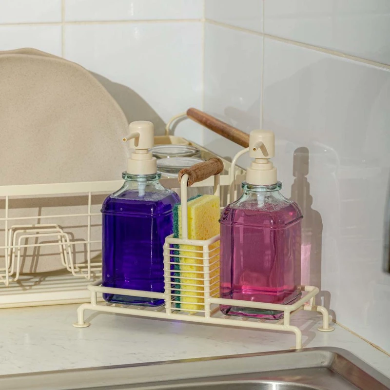 DISHWASHER CONTAINERS ALLURE 2x300ml WITH METAL BASE &amp; SPONGE CASE IVORY