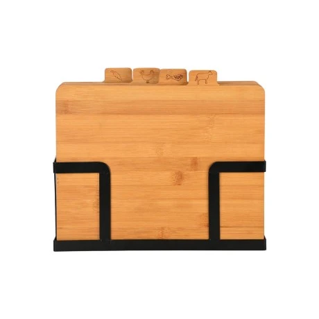 CUTTING BOARD SET BAMBOO ESSENTIALS 5 PCS WITH METAL BASE BLACK