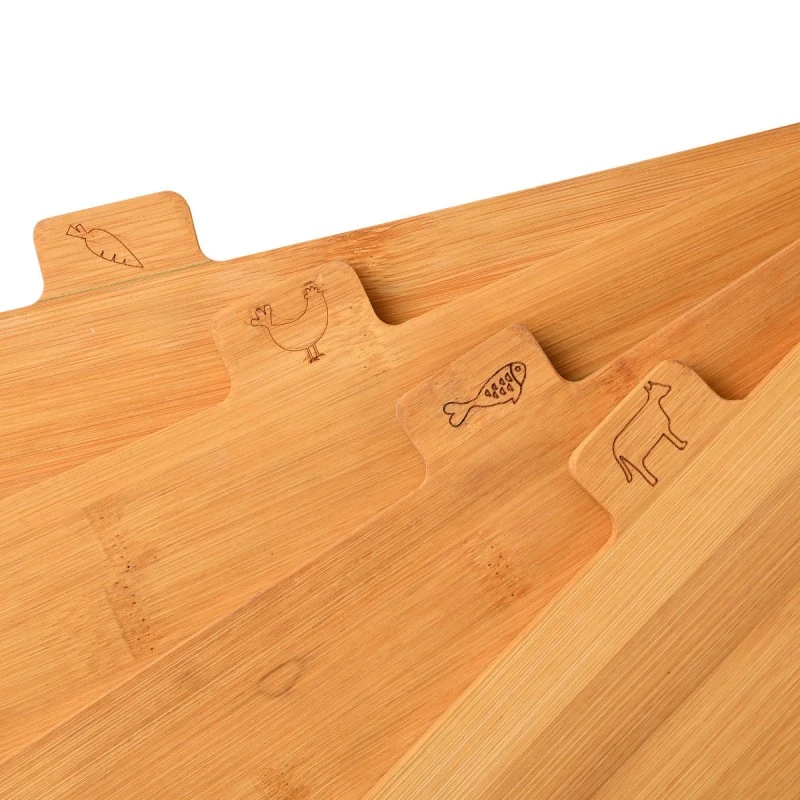 CUTTING BOARD SET BAMBOO ESSENTIALS 5 PCS WITH METAL BASE BLACK