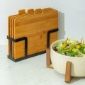 CUTTING BOARD SET BAMBOO ESSENTIALS 5 PCS WITH METAL BASE BLACK