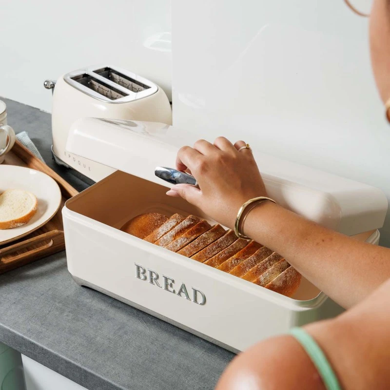 BREAD BOX EPOQUE METALLIC 42.5x25.3x18cm CREAM