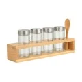 SPICE CONTAINERS BAMBOO ESSENTIALS SET OF 4 PCS WITH METAL LID &amp; BAMBOO BASE WITH SPOON