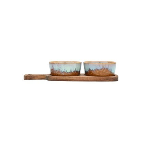 SERVING PLATE ALLURE WITH 2 CERAMIC BOWLS
