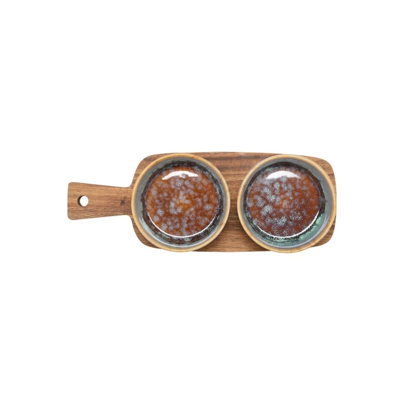 SERVING PLATE ALLURE WITH 2 CERAMIC BOWLS